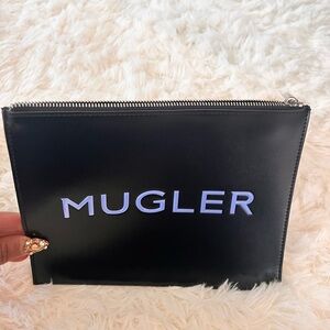 Mugler Black and Blue Zip Pouch